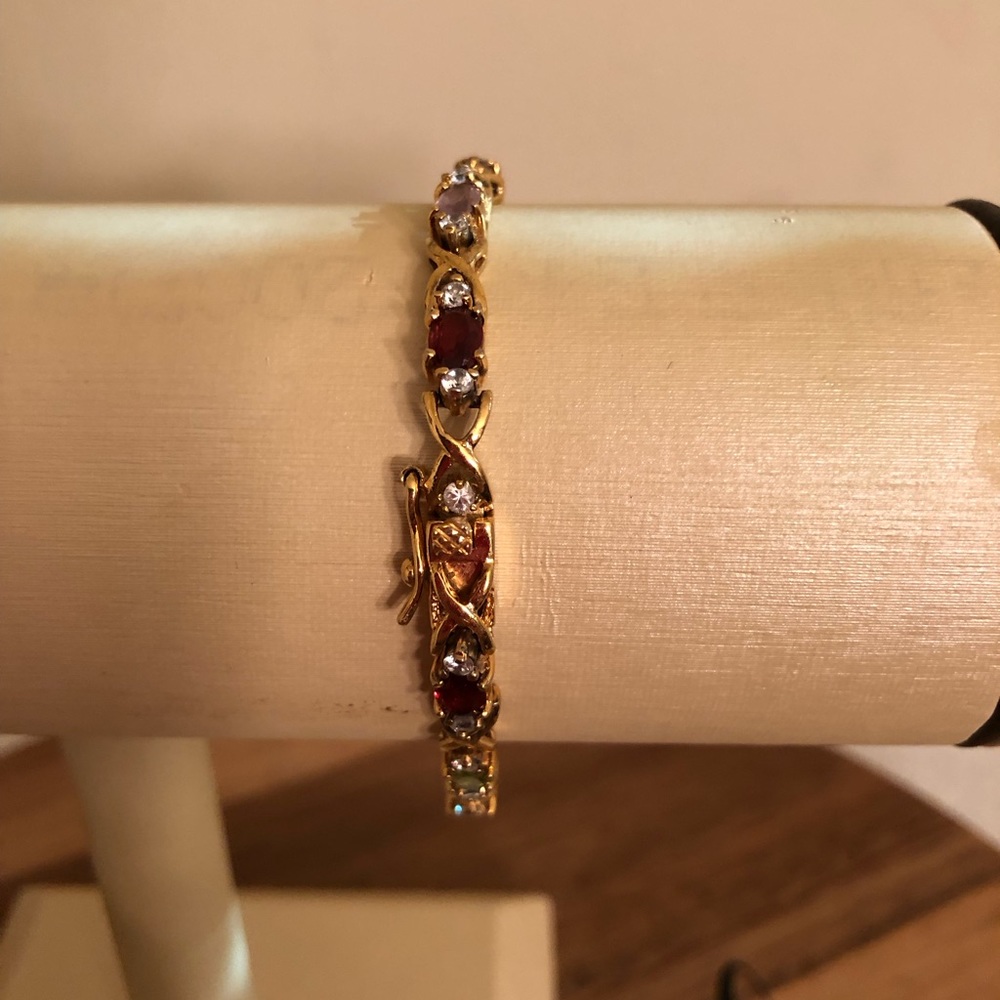 COPY - Vintage DBJ Sterling Vermeil Gemstone Tennis Bracelet